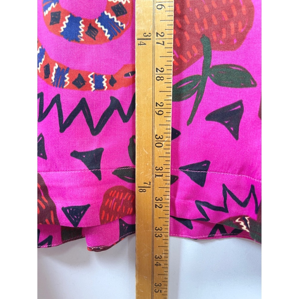 Farm Rio Snake Apple Print Midi Skirt L Pink Boho Eclectic Maximalist Tropical - Picture 12 of 13